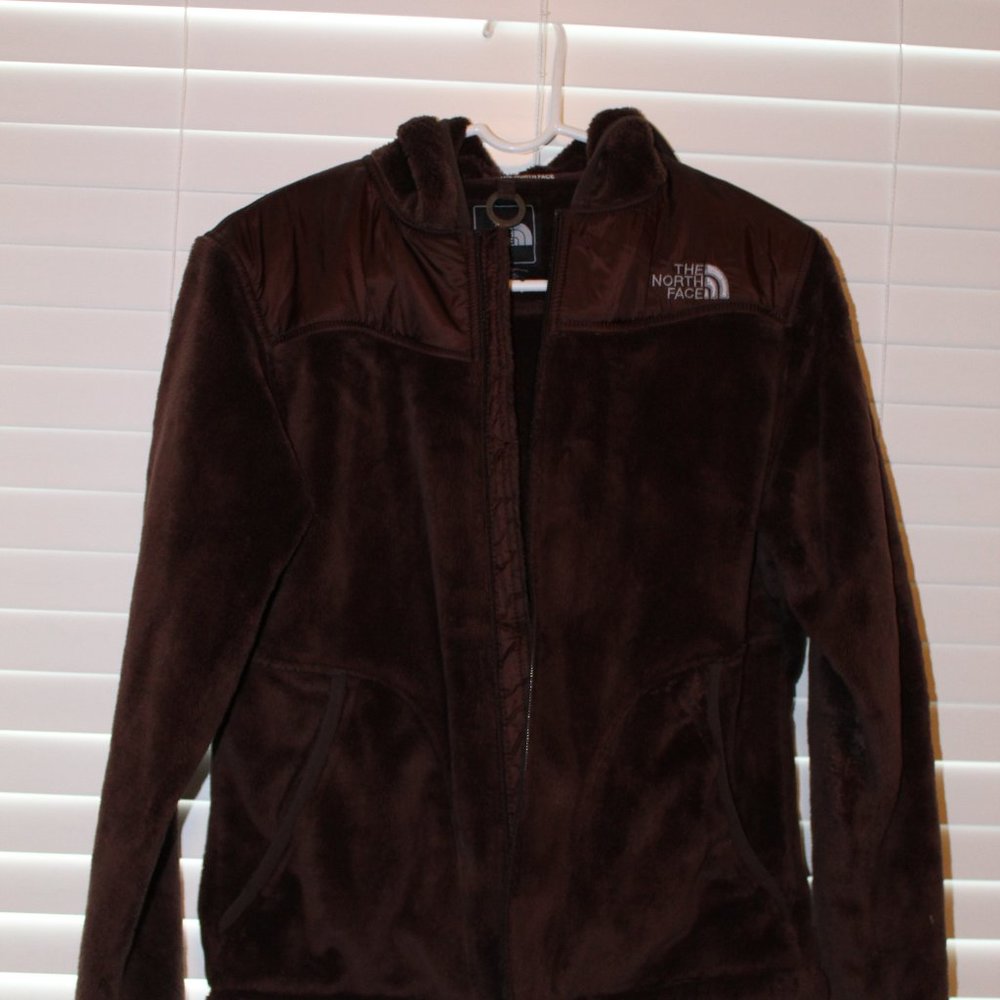 Brown Fuzzy North Face Zip-up